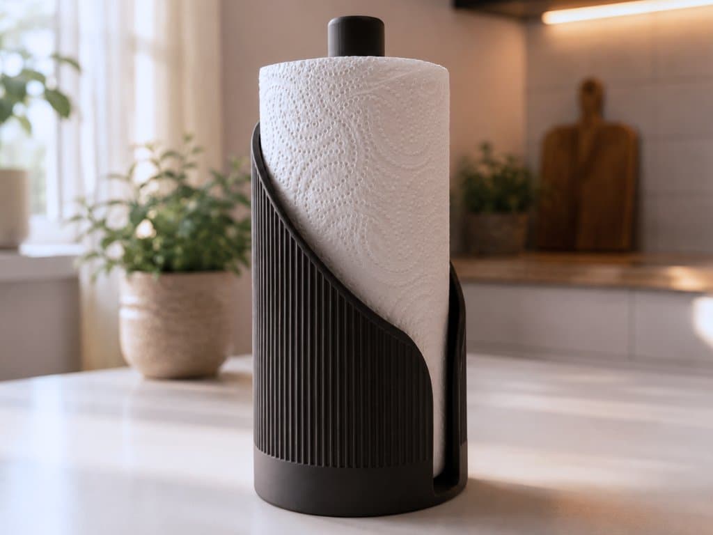 Japandi Kâğıt Havluluk – Minimal Tasarımlı Tezgah Üstü Havlu Tutucu – 3D baskı PLA