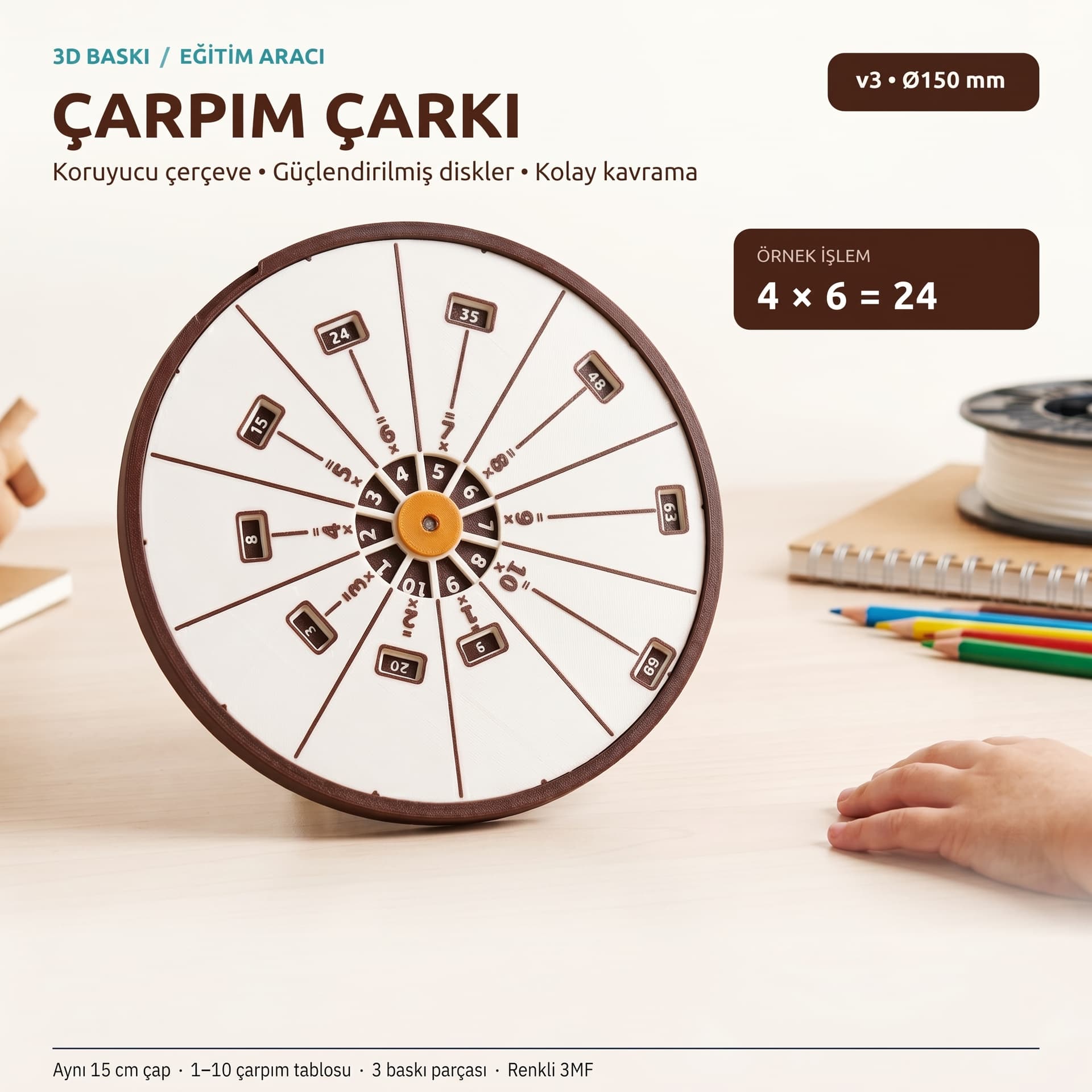 Çarpım Çarkı - Kolay Matematik Seti – 3D baskı PLA